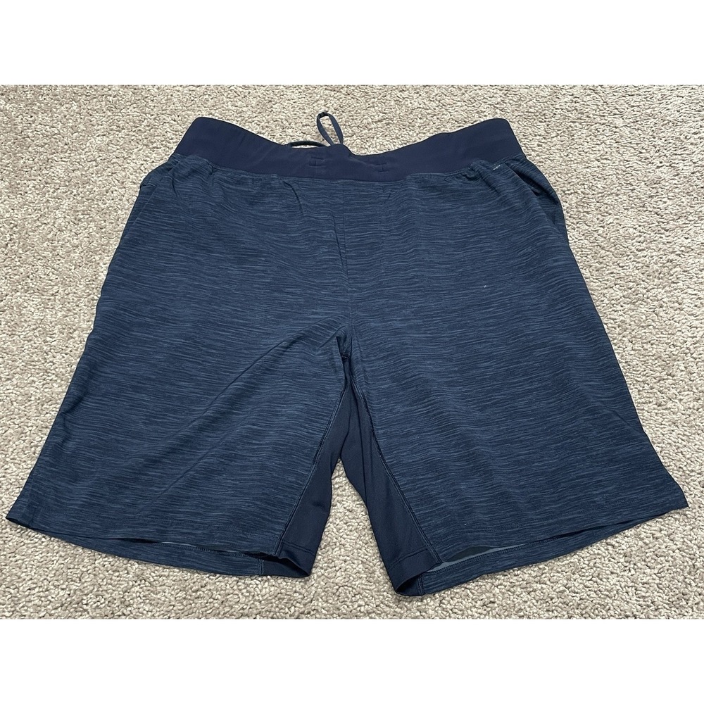 Lululemon Mens T.H.E. Short Lined 10" Blue Plaid Pattern Size Large (L) Running